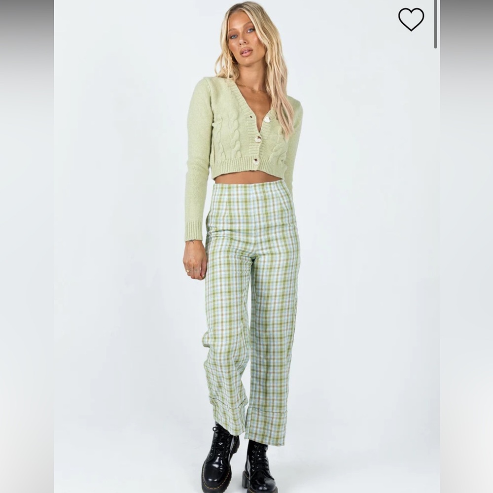 Euros pants Light green check - princess polly
